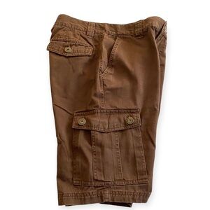 Brown Cotton Cargo Flat Front Shorts Pants Size 30 Summer Casual
